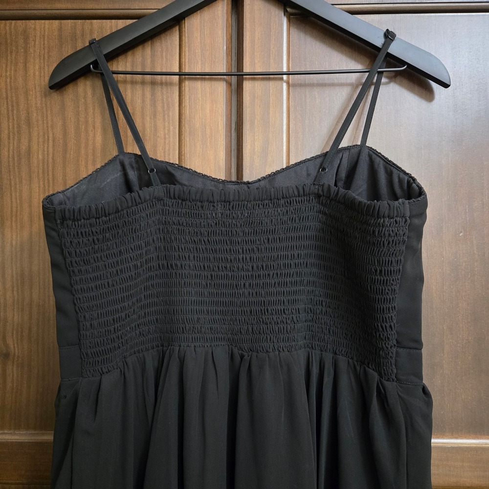 American Eagle Black Paisley Handkerchief Hem Bustier Dress Large L Lace Trim - Picture 9 of 14